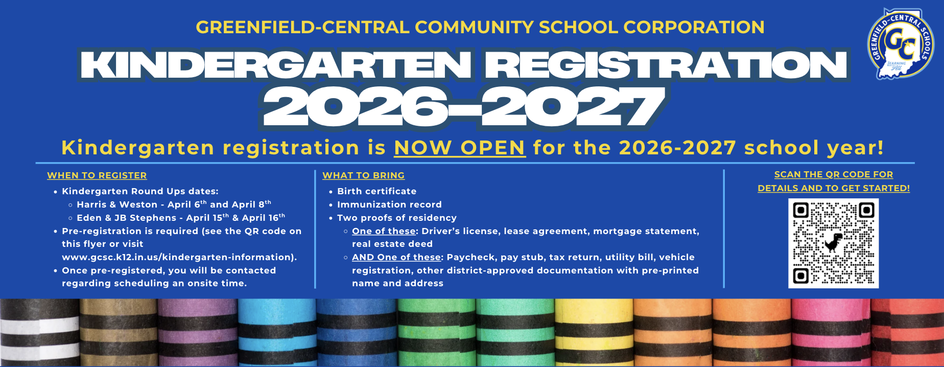 🖍️ Kindergarten registration is now open for the 2026-2027 school year ...